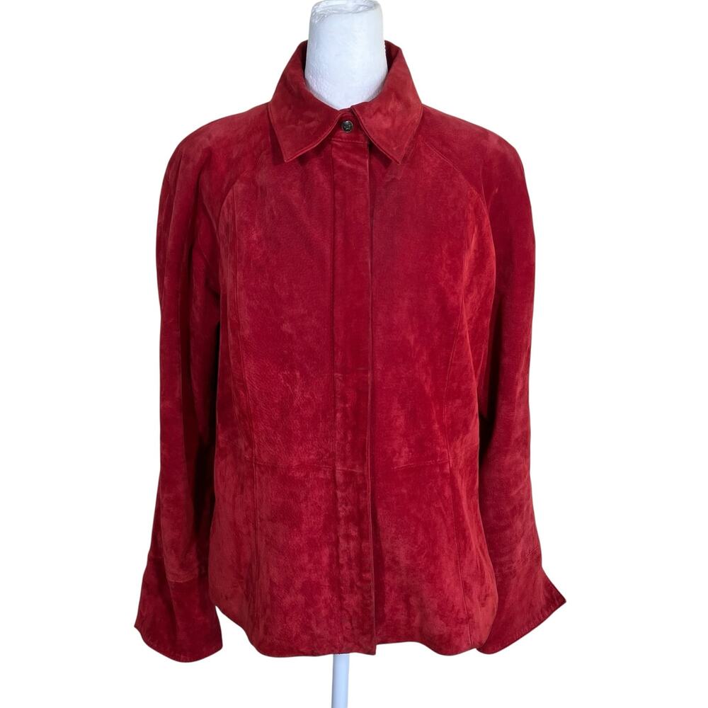 Live A Little Vintage 90s Y2K Dark Red Suede Jacket Zip-up Worn / Stains